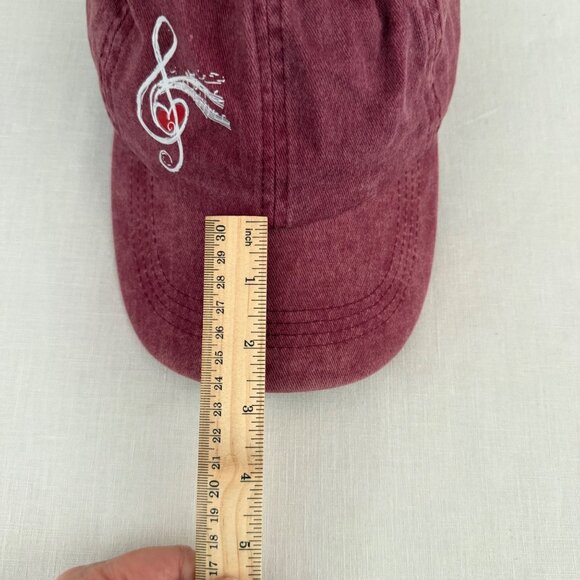 Music Note Baseball Cap Adjustable Treble Clef Heart Hat Burgundy Red - Picture 7 of 10